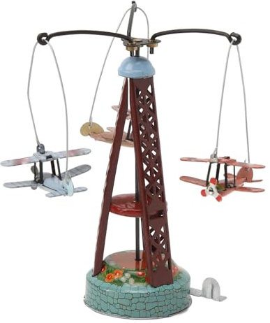 VGEBY Doppeldecker Rotierendes Spielzeug aus Weißblech, Nostalgie, Rotierendes Flugzeugspielzeug, Doppeldecker-Ornament