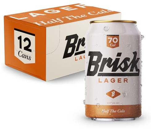 Brisk Lager - Low Calorie Beer - 3.3% ABV, Low Carb and Gluten Free Beer - Sugar Free, Keto Friendly, Award Winning Full Flavoured Skinny Lager (Pack of 12 x 330 ml Cans)