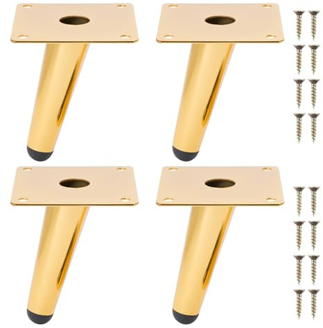 NAKUPENDA Möbelfüße 4 Stück Metallbeine für Möbel Möbelbeine Kegel Schräg Möbelfüße Tischbeine Schrankfüße DIY für Schrank Stuhl Couchtisch (10cm Höhe,Goldene)