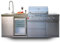 GORILLER® SG213 - Cucina per esterni, in acciaio inox/argento, con girarrosto e parapioggia