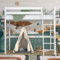 N-wood N03 Lit Mezzanine 1 Place en Bois Massif 90x190, Lit superposé pour Enfant Adulte, Échelle à Gauche ou Droite, Cadre Inclus, Sûr Bords arrondis, Construction Stable, Blanc