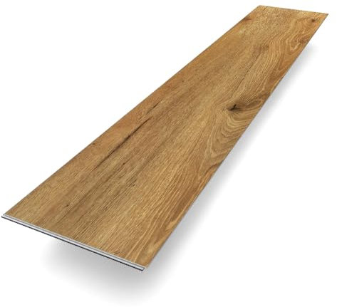 Vinylboden Klick Vinyl Basic Eiche Elbingerode | Braun Holzoptik | integrierte Trittschalldämmung | 1220 x 230 x 5 mm | Paket mit 2,2m² | Fußbodenheizung geeignet | 100% wasserfest | Bodenglück