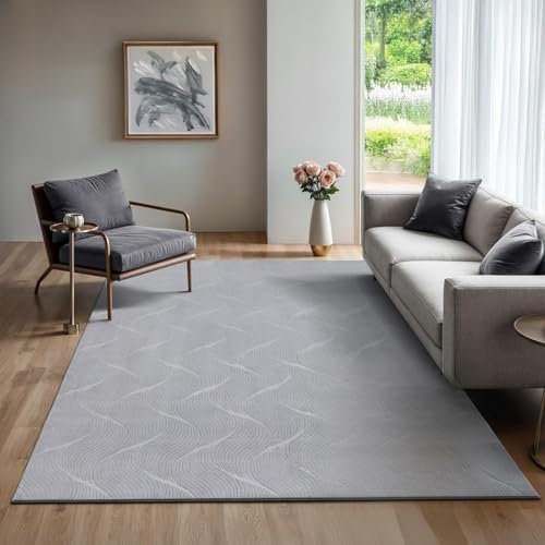 the carpet Rio - moderner und weicher Teppich Wohnzimmer Schlafzimmer mit Anti-Rutsch-Rücken und 3D-Optik, Flauschige Oberfläche, pflegeleicht und robust, Grau, 60 x 100 cm