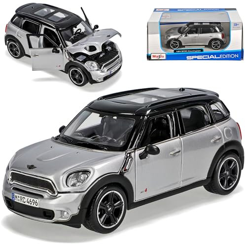 Generisch Mini Countryman Silber mit Schwarzem Dach SUV Ab 2010 1/24 Modell Auto
