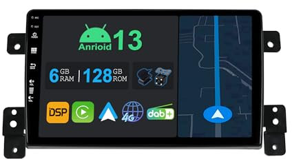 YUNTX 9 Zoll Android 14 Autoradio mit Navi Für Suzuki Grand Vitara 2004-2015 | Octa Core | 6GB 128GB | Eingebaut 4G LTE | CarPlay & Android Auto | DSP | DAB | HDMI | Dual Band WiFi | Bluetooth 5.0