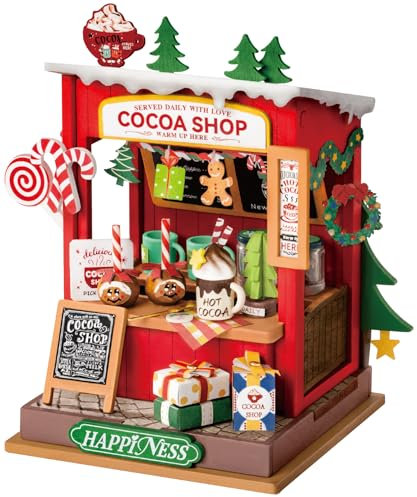 ROBOTIME Maquette en Bois a Construire, Maison Miniature a Construire, DIY Miniature House Cadeau d'anniversaire pour Adulte Femme Fille (Boutique de Cacao)