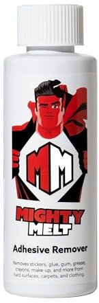 Mighty Melt Adhesive Sticky Stuff Remover for Cleaning & Removing Glue, Tape, Label or Sticker Residue | Chewing Gum Cleaner & Remove Substances from a Window, Carpet, Glass, Plastic or Fabric (125ml)
