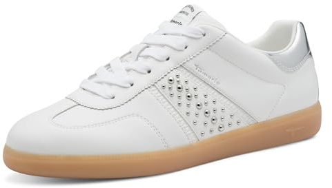 Tamaris Women Damen 1-23824-44 Sneaker, White Silver, 6 UK