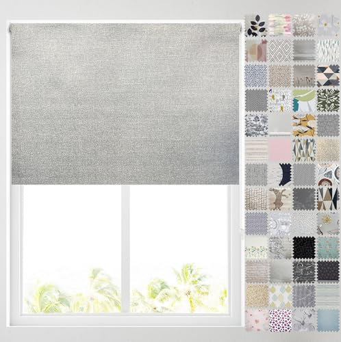 Barnes Blinds - Blackout Pattern Roller Blinds for Windows, Custom Cut to Size - Thermal Fabric Durable Fittings Easy Fit (Cairo Grey Chenille 61cm)