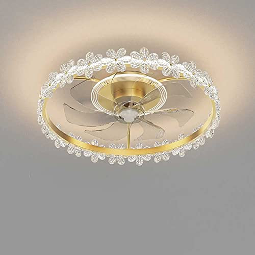 LJYKBFL Lampada Nordic Simple Ceiling Fan Light, Ventilatore da soffitto per Interni a Basso Profilo con Montaggio a Filo, Lampadario Dorato per Camera da Letto/Cucina/Soggiorno Risparmio energetico