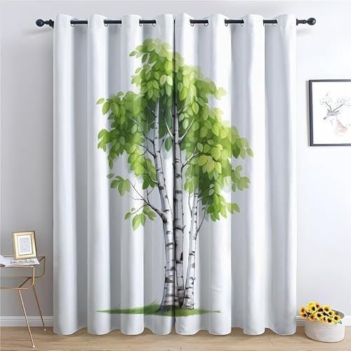 MLUNKQAIL Verdunklungsvorhänge GrüN Vorhänge Blickdicht Palme Gardinen mit Ösen Wärmedämmvorhang Verdunklungsdekoschal Gardinen Wohnzimmer 2Er Set 50X140cm (BxH)