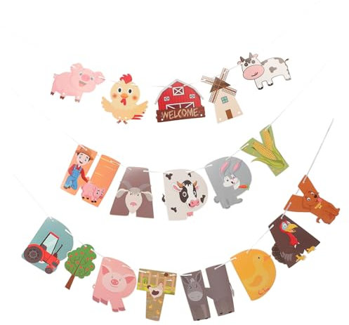 TOYANDONA Wimpelkette Mit Bauernhoftieren Dekoratives Banner Zum Aufhängen Für Geburtstagspartys