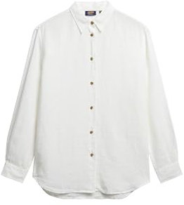 Superdry Damen Lässiges Hemd aus Leinen im Boyfriend-Stil Optik 42