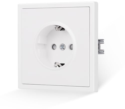 JIMEIDA Steckdose Weiß Matt Unterputz 1 Fach Glattes Hautgefühl mit Steckklemme 16Amp Schuko Steckdose Wandsteckdose 80 * 80mm