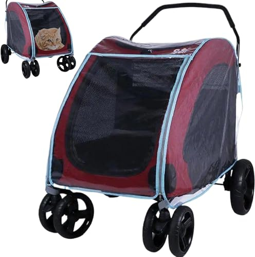Regenschutz für Hundewagen großer Reißverschluss Schutz für Haustierwagen wasserdicht transparent PVC Wetterschutz Haustierbedarf