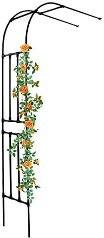 HFVUYAR Metal Garden Arch for Climbing Plants Half Round Rose Arch for Lawn/Backyard/Patio Wall Mounted Weather Resistant Pergola Arbor Black/White 1.8x2.4x0.4m