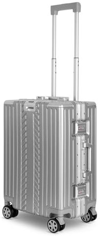 WINLIFE Größe M Reisekoffer Alu-Rahmen mit ABS & TSA Nummern-Schloss 53cm Kabinentrolley | Handgepäck Farbe-Silber