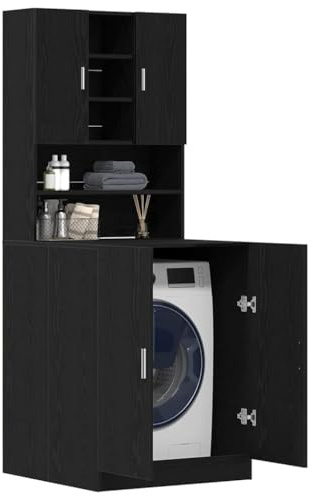 vidaXL Armadio per Lavatrice 2 pz Rovere Nero 70,5 x 71,5 x 181,5 cm