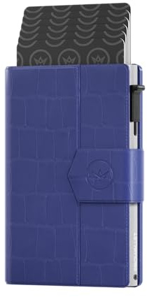 ProWallet Kartenetui Plus Schwarz – 8 Karten, Scheine und Münzen – Kartenetui mit Reißverschluss – RFID – Kleines Kreditkartenetui – Stilvolle Geldbörse – Herren & Damen - Slim Wallet (Croco Blau)