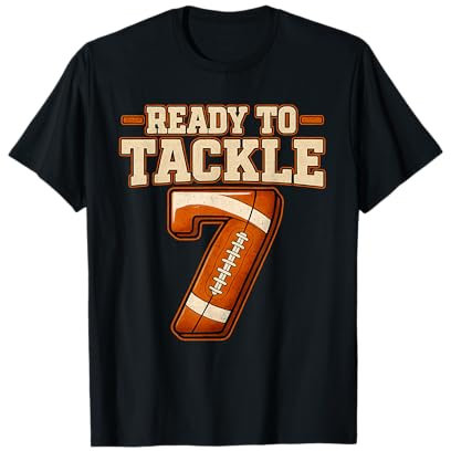 Ready To Tackle 7 Sports Lover Fußball Geburtstag Alter Jungen T-Shirt
