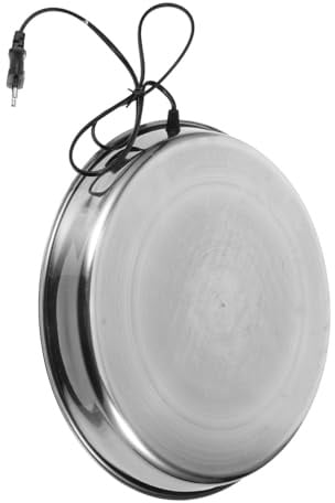 Abaodam Beheizter Sockel für Trinkgefäß mit Heizfunktion, Eu Stecker | 38 Cm, Edelstahl in Silber, Ac220-240v, für Enten und Hühner im Winter