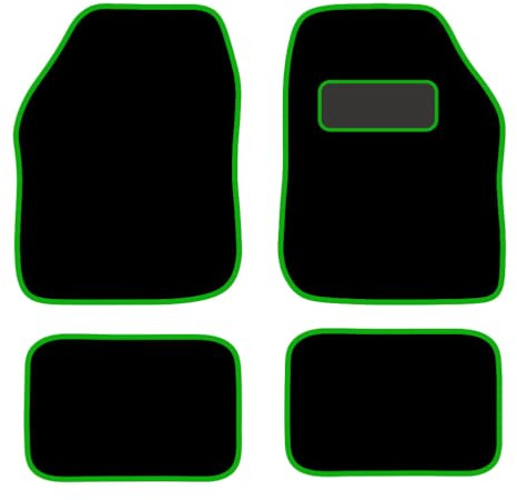 PRIME CAR MAT - Car Floor Mats for Universal Car or Van Tailored Heavy Duty Car Floor Mats 4PC Set Non Slip Carpet (GREEN EDGING)