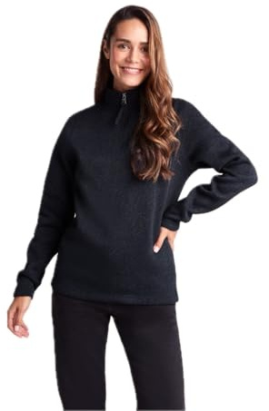 TOG24 Pearson Womens Quarter Zip Neck Fleece, Knitlook Walking Outdoor | Size 12,Dark Indigo Marl,Polyester, Sweatshirt, Jumper, Brushed lining, Anti-pill, Layering, Outdoors