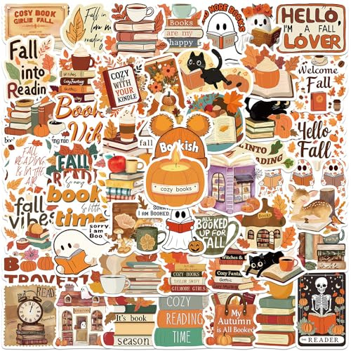 50 Pcs Book Sticker for Kindle, Bookish Kindle Reading Stickers for Water Bottles, Laptops, Accessories Gifts for Kids Teens Adults
