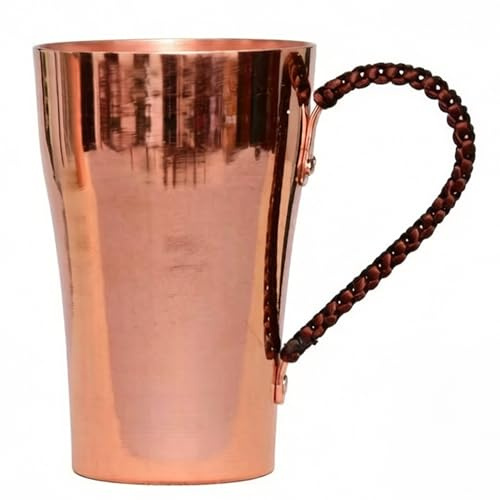 Copper Cups, Handmade High-Purity Copper Mug with Handle, Unique Hammered Cup for Hot & Cold Drinks, 400ml..