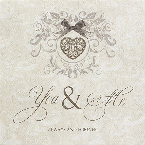 16 Servietten geprägt You and Me cream taupe / Hochzeit / Prägung 33x33cm