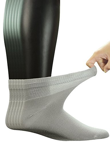 Yomandamor Lot de 6 paires de chaussettes en bambou sans couture pour diabétique Taille 39-46 - Gris - Large
