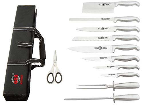 Messertasche 12 teilig Messerset Besteck Set Edelstahl Messer Hackbeil
