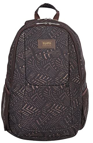 TOTTO - Mochila para Ordenador Portátil de 15,4 Pulgadas, Modelo Krimmler, 4 Compartimentos, 2 Bolsillos para Botella, Espaldar Ergonómico, Correas en S para Mayor Comodidad, Color Marrón