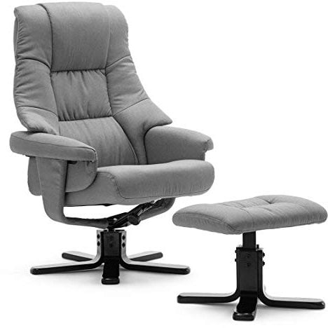 More4Homes SORENTO FABRIC SWIVEL RECLINER ARMCHAIR CHAIR with FOOT STOOL (Grey)