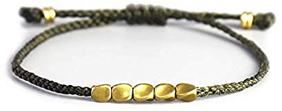 EXINOX Traditionelles tibetisches Glücksbringer-Armband für Damen und Herren, Buddhistisches Design, Metallknoten, Grün, One Size, Metall, One Size, Metall