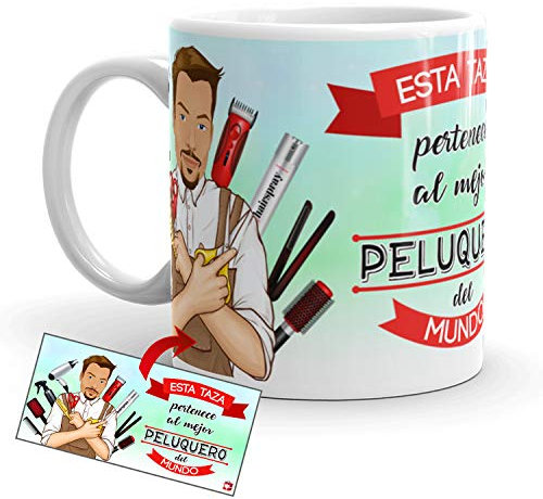 Kembilove Taza de Café del Mejor Peluquero del Mundo – Taza de Desayuno para la Oficina – Taza de Café y Té para Profesionales – Taza de Cerámica Impresa – Tazas de Jefe de 350 ml para Peluqueros