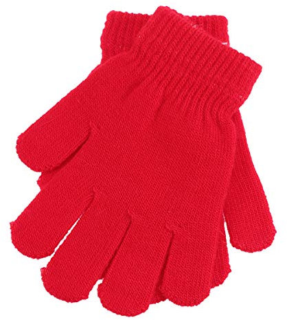 Kinder Handschuhe Winterhandschuhe Strick Fingerhandschuhe für 3-12 Jahre Jungen und Mädchen (Rot)