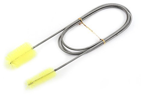 Aquarium Reinigungsbürste, Fydun 155cm Schlauchbürste Flexible Edelstahlfeder Doppelbürste Frühjahrsputzbürste für Aquarium Reagenzgläser Strohhalme(Gelb)