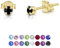 Orecchini Donna Neri in Argento 925 Placcati Oro con Punto Luce di Cristallo 3 mm - Orecchini Punto Luce Oro - Orecchini Neri - Orecchini Piccoli Oro Giallo - Orecchini Lobo Oro