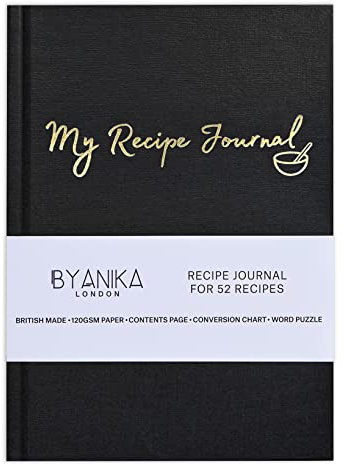 BYANIKA Libro de recetas para recetas propias, crea tu propio diario de libro de cocina, cuaderno de tapa dura, diario en blanco para escribir, organizador de cocina, libros de cocina familiar,