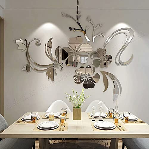 3D Stickers Fleurs Miroir Muraux Rose Flower Vine Sticker DIY Elegant Ecologiques Decoration Autocollants pour chambre Decoration de salon TV Fleur Mirrord Stickers