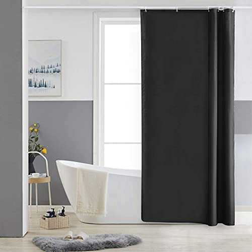 Furlinic Tende Doccia Anti-Muffa Tessuto in Poliestere, Nero Tende Doccia Angolare Impermeabile &Lavabile,Tenda Vasca da Bagno con 6 Ganci Tenda doccia 90x180cm.