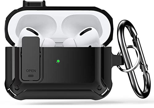 Lopnord for AirPods Pro 2 Case Cover with Lock, Shockproof for AirPods Pro Case with KeyChain for Men Women, Rugged Protective Shell for AirPod Pro 2 Case (2023/2022)/AirPod Pro Case Cover (2019)
