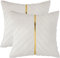 Tosleo Kissenbezüge 2er Set Samt Kissen mit Goldfarbenem Leder Dekokissen Moderne Luxuriös für Sofa Gartenbett Couch Wohnzimmer Sofakissen Bett
