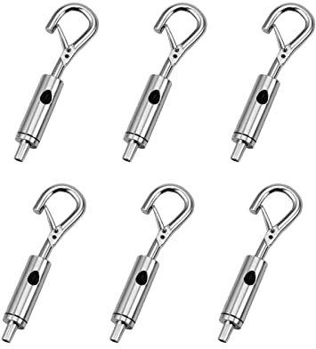 SPEEDWOX 6 Pcs Adjustable Hook Steel Wire Rope Hanger, Portable Hook & Eye Turnbuckle Tension, Adjustable Wire Rope Hanger with Lock for 1-1.5mm Stainless Steel Cable Guide Wire Rope