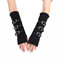 Ladies Punk Gloves Gothic Style Wristband Buckles Steampunk Fingerless Mittens Riot Armwarmers Black Corset Arm Warmers for Halloween Cosplay Carnival Party Street Costume Accessories Elbow Length