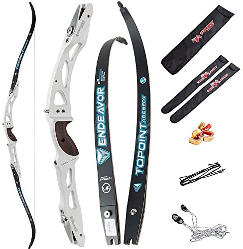 Bogenschießen Takedown Recurve Bogen ILF Wurfarme und Riser 66/68/70 Zoll Erwachsene Wettbewerb Bogen Recurvebogen Sportbogen Jagdbogen (70/28lbs, Weiß)