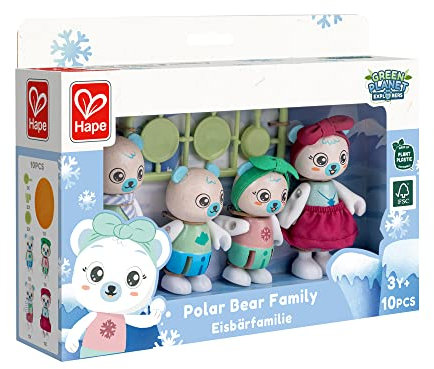 Hape Green Planet Explorers - Famiglia di orsi polari Realizzati con Materiali sostenibili per Gioco di Ruolo Bambini dai 3 Anni in su
