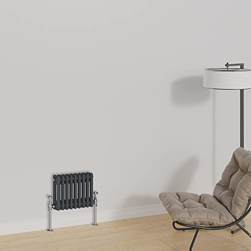 Warmehaus Radiador horizontal tradicional de diseño de columna 300x425mm Radiadores de calefacción central de color antracita de doble panel de hierro fundido