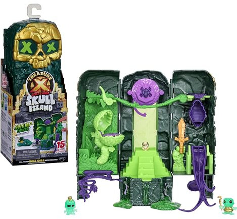 TREASURE X Mini Set de Jeu Tour marécageuse Lost Lands Skull Island, 15 Niveaux d’Aventure. Déjoue Les pièges et découvre 2 Figurines Miniatures. Trouveras-tu Un trésor en Or véritable ?